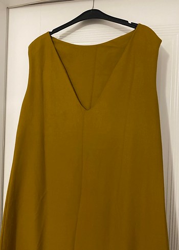 V Yakalı Kolsuz Midi Elbise - Görsel 2