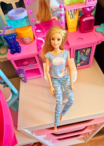 Beden Renk Mavi Bulut Desenli sesli ışıklı nefes egzersizi barbie