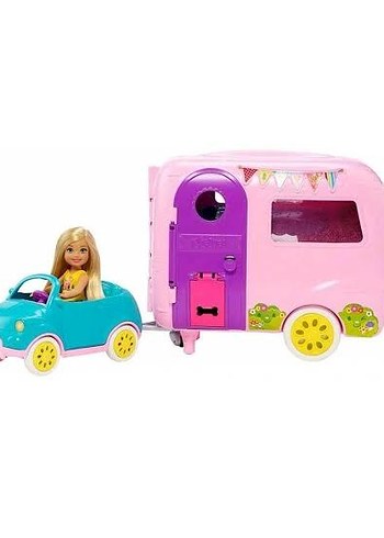 Barbie Barbie Chelsea Pembe Karavan ve Mini Araba Seti