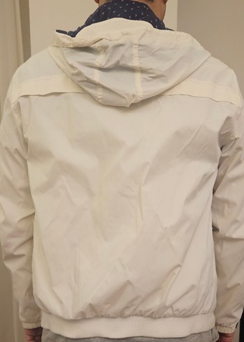 Erkek Beyaz Midi Boy Kapüşonlu Yağmurluk - Görsel 2