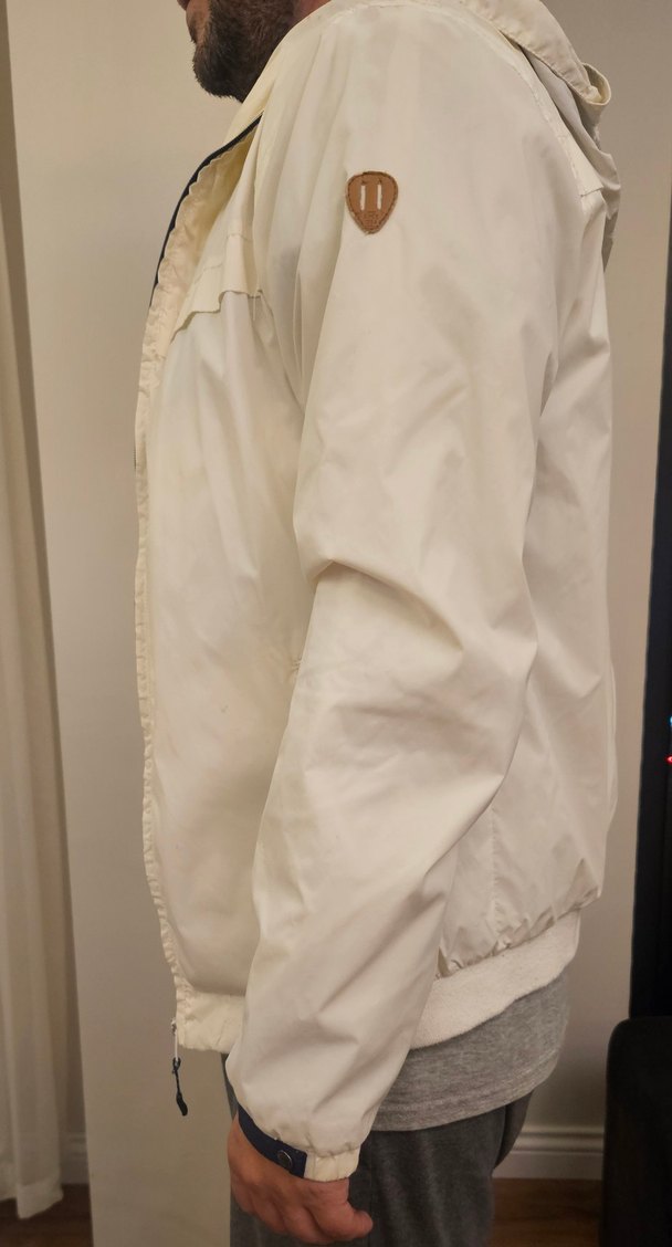 Erkek Beyaz Midi Boy Kapüşonlu Yağmurluk - Görsel 3