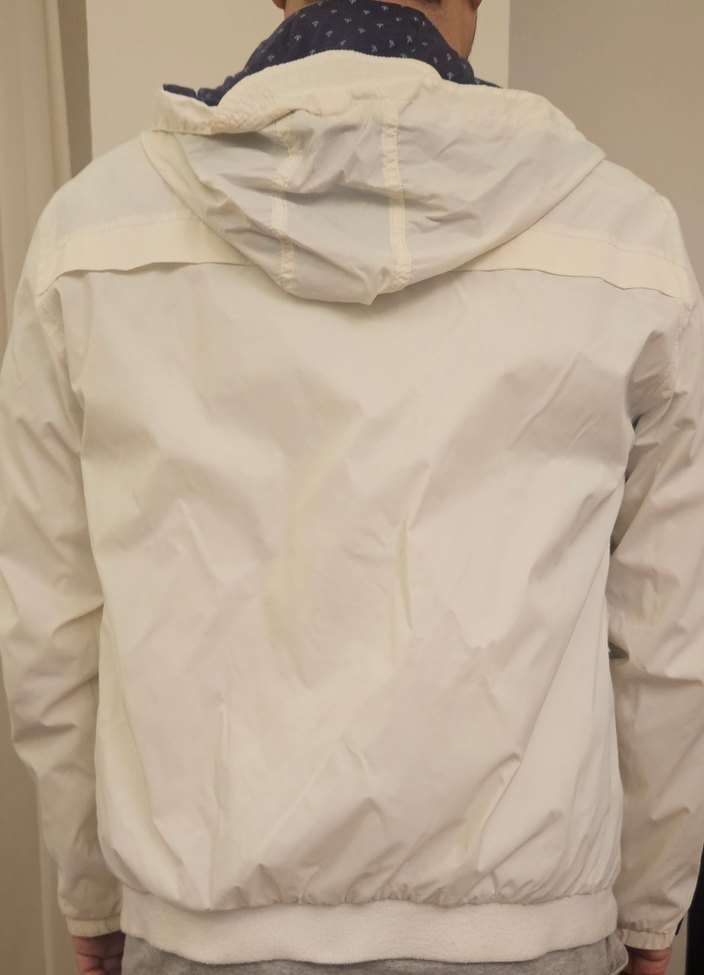 Erkek Beyaz Midi Boy Kapüşonlu Yağmurluk - Görsel 2