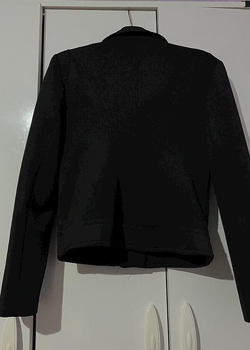 Kadın Siyah Deri Mini Ceket - Görsel 2