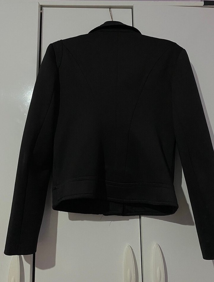 Kadın Siyah Deri Mini Ceket - Görsel 2