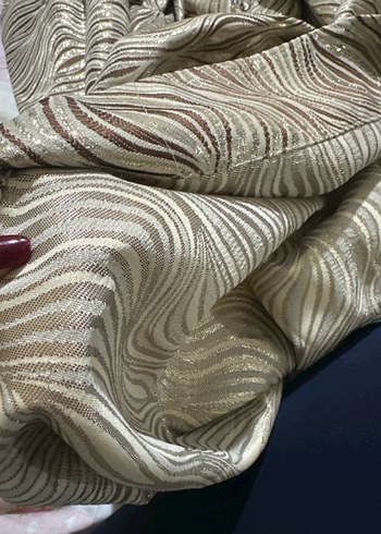 Bej Renkli Yılan Desenli Modern Perde 2 li fiyatı - Görsel 4