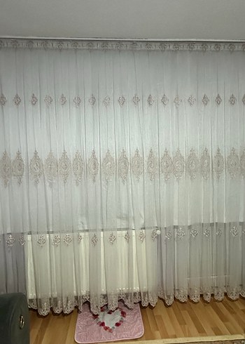 Nakışlı Beyaz Tül Perde en 3 boy 2.5 - Görsel 2
