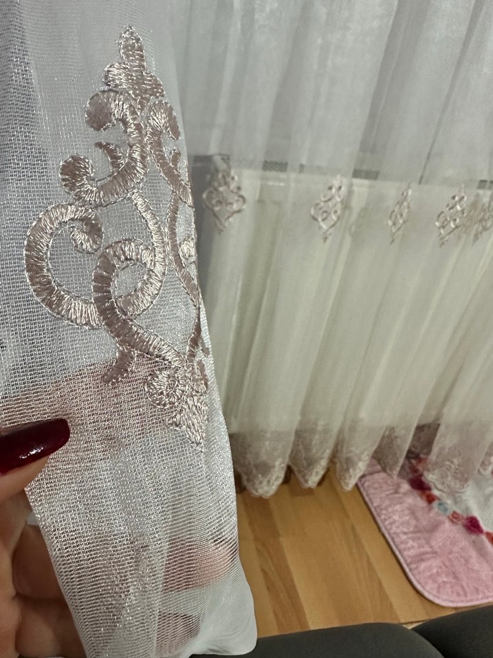 Nakışlı Beyaz Tül Perde en 3 boy 2.5 - Görsel 3