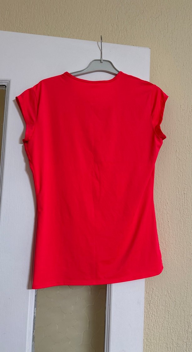 Kırmızı V Yaka Hamile Kısa Kollu Gömlek - Görsel 2