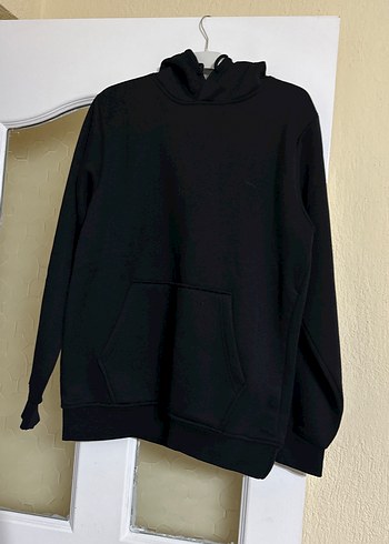 Kadın Siyah Kapüşonlu Salaş Sweatshirt - Görsel 2