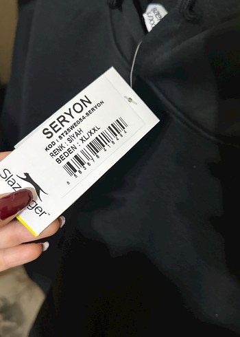 Kadın Siyah Kapüşonlu Salaş Sweatshirt - Görsel 4