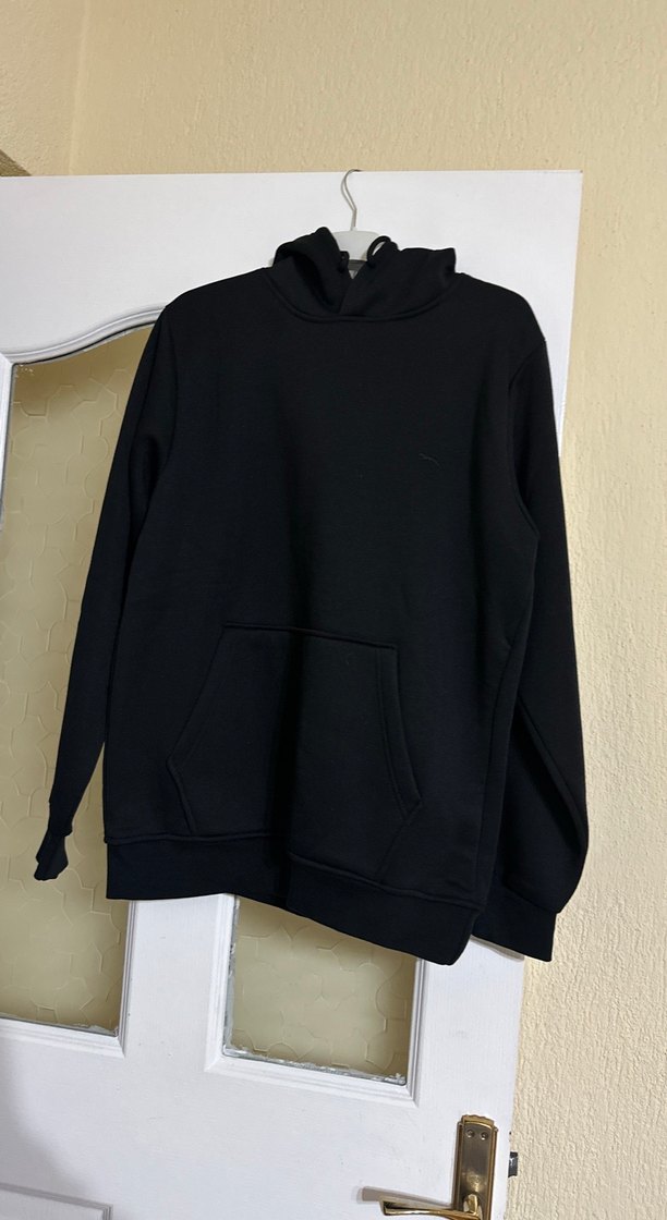 Kadın Siyah Kapüşonlu Salaş Sweatshirt - Görsel 2