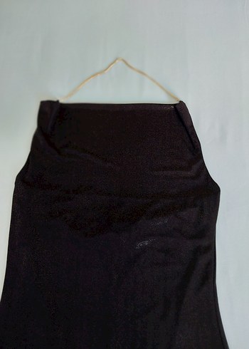 Siyah Drapeli Straplez Uzun Kadın Elbise - Görsel 4