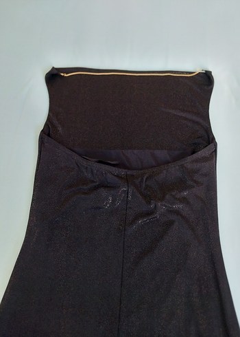 Siyah Drapeli Straplez Uzun Kadın Elbise - Görsel 5