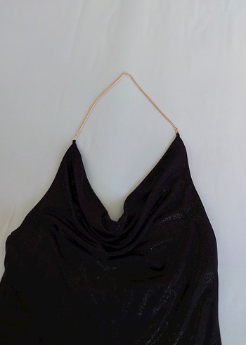 Siyah Drapeli Straplez Uzun Kadın Elbise - Görsel 3