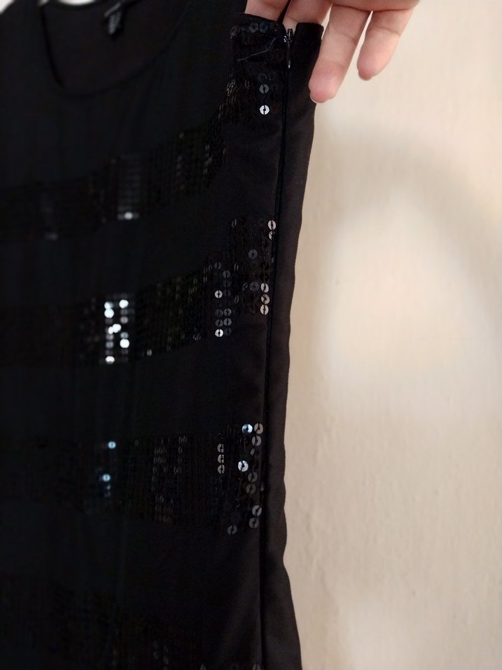 Siyah İşlemeli Boncuklu Midi Elbise - Görsel 5