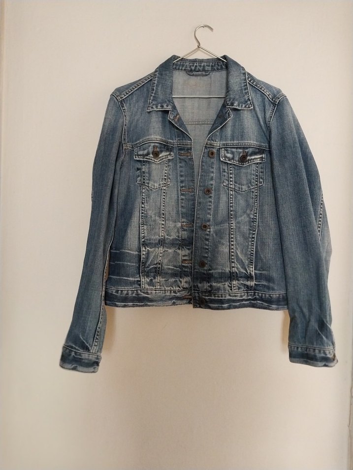 Düğmeli Gri Kadın Kot Ceket - Görsel 3