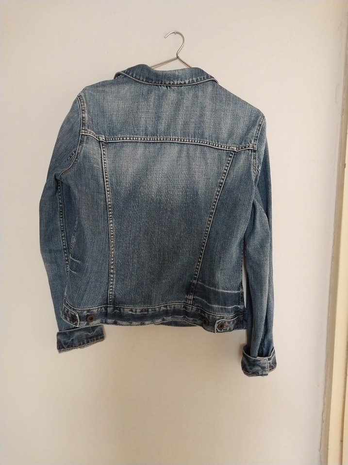 Düğmeli Gri Kadın Kot Ceket - Görsel 2