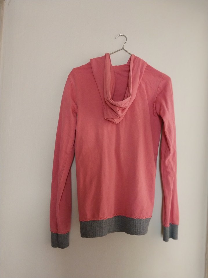 Pembe Kapüşonlu Fermuarlı Sweatshirt - Görsel 2