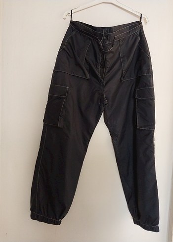 Siyah Bol Kesim Kadın Kumaş Pantolon - Görsel 7