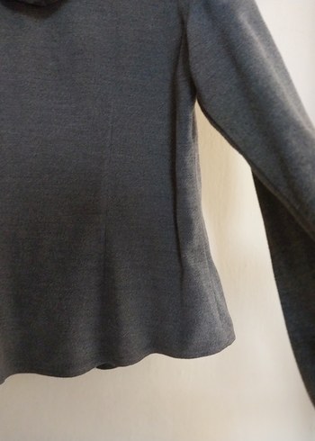 Gri Kapüşonlu kalın liralık penye mont - Görsel 5