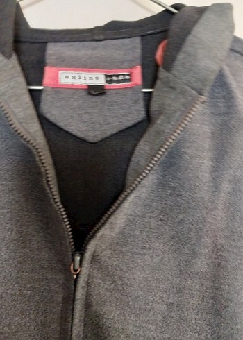 Gri Kapüşonlu kalın liralık penye mont - Görsel 3