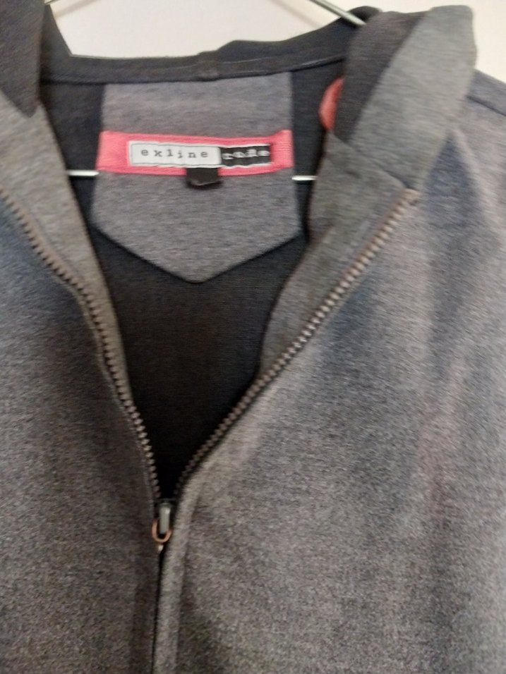 Gri Kapüşonlu kalın liralık penye mont - Görsel 3