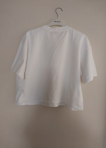 Beyaz Kadın Mini Crop Tişört - Görsel 3