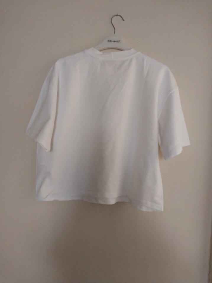 Beyaz Kadın Mini Crop Tişört - Görsel 3