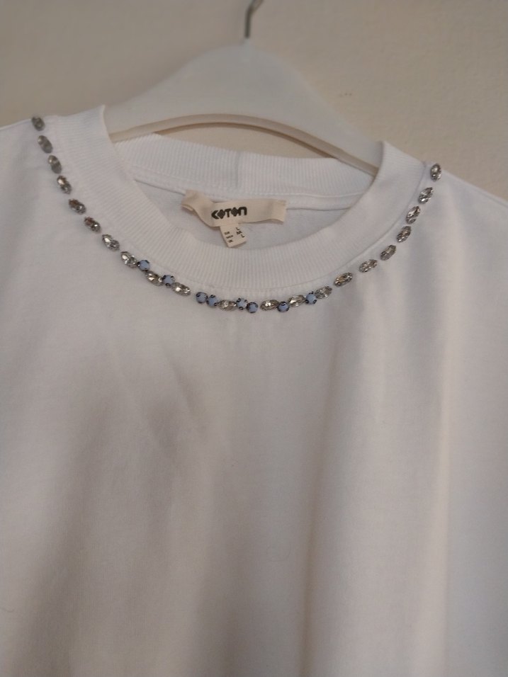 Beyaz Kadın Mini Crop Tişört - Görsel 2