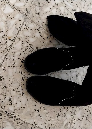 Siyah Süet Diz Boyu rahat  Çizme - Görsel 3