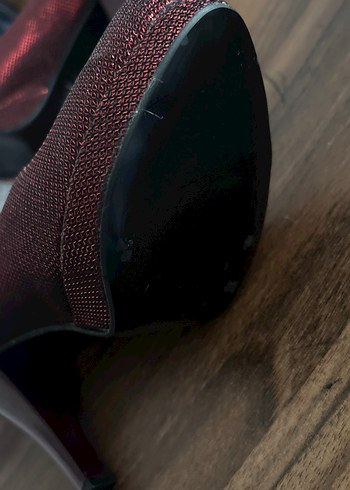 Parlak Bordo Yılan Desenli Yüksek Topuklu Stiletto - Görsel 3