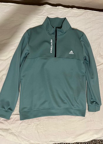 Adidas Erkek Gri Yarım Fermuarlı Sweatshirt