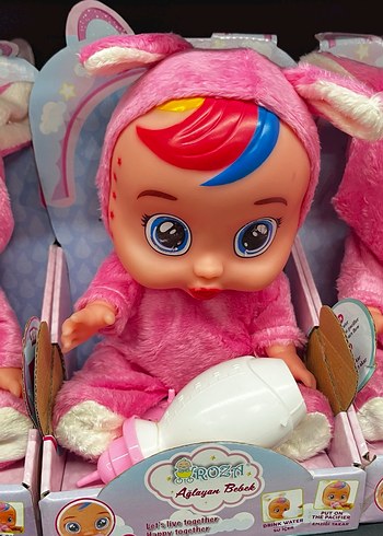 Renkli Saçlı Pembe Ağlayan Bebek - Görsel 2