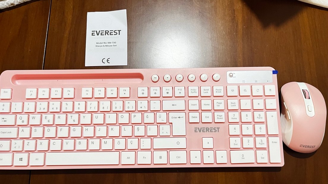 Everest KM-730 Pembe Klavye & Mouse Seti - Görsel 2