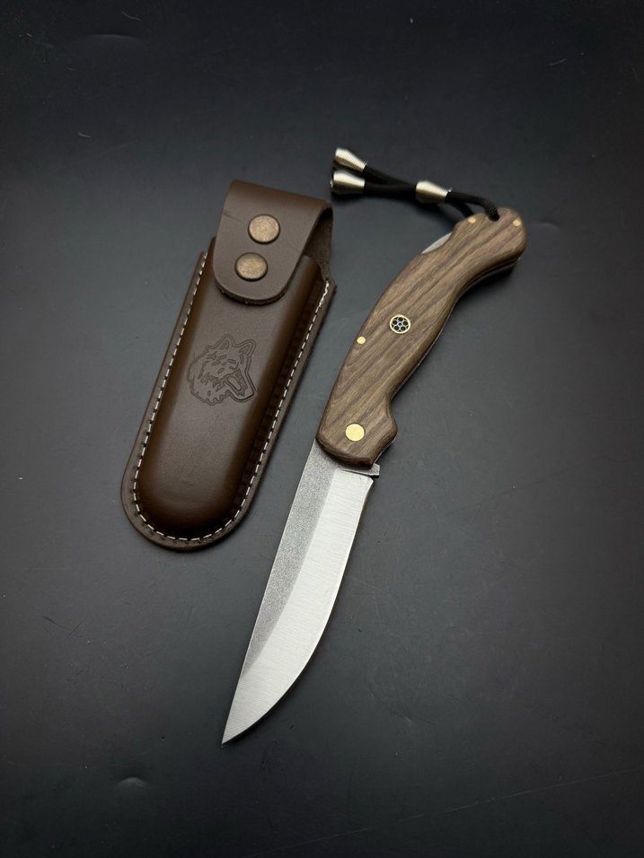 Siyah Katlanır Bıçak ve Deri Kılıf - Görsel 2