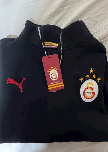 Siyah Fermuarlı GALATASARAYLI Spor Sweatshirt - Görsel 3