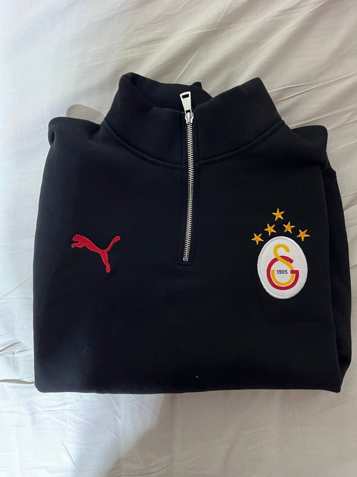 Siyah Fermuarlı GALATASARAYLI Spor Sweatshirt - Görsel 4