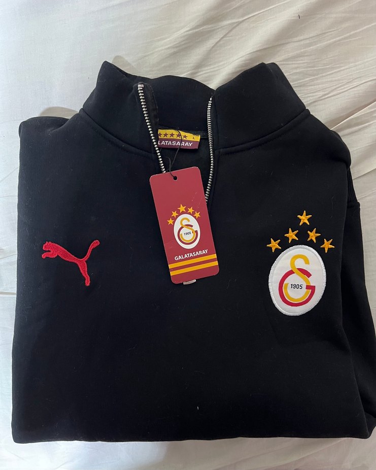 Siyah Fermuarlı GALATASARAYLI Spor Sweatshirt - Görsel 3