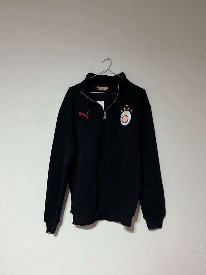 Siyah Fermuarlı GALATASARAYLI Spor Sweatshirt - Görsel 2