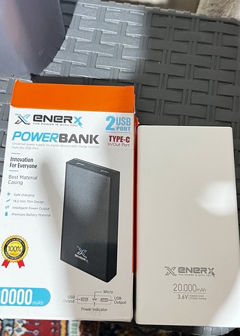 Enerx 20000mAh Siyah Powerbank 2 USB Port - Görsel 3