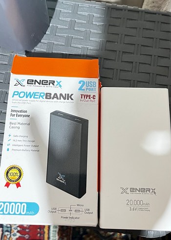 Enerx 20000mAh Siyah Powerbank 2 USB Port - Görsel 2