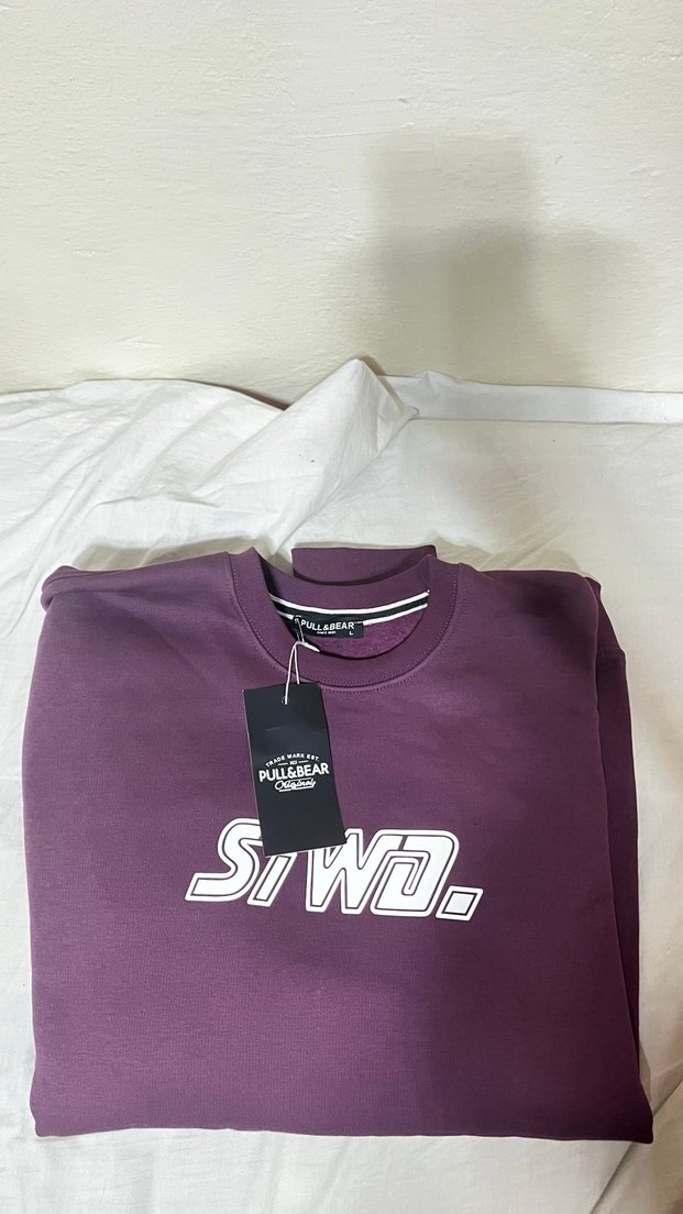 Mor Baskılı Oversize Sweatshirt - Görsel 3