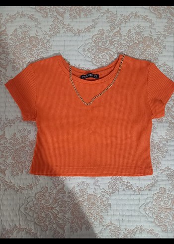 Koton Zincir Detaylı Turuncu Crop Top