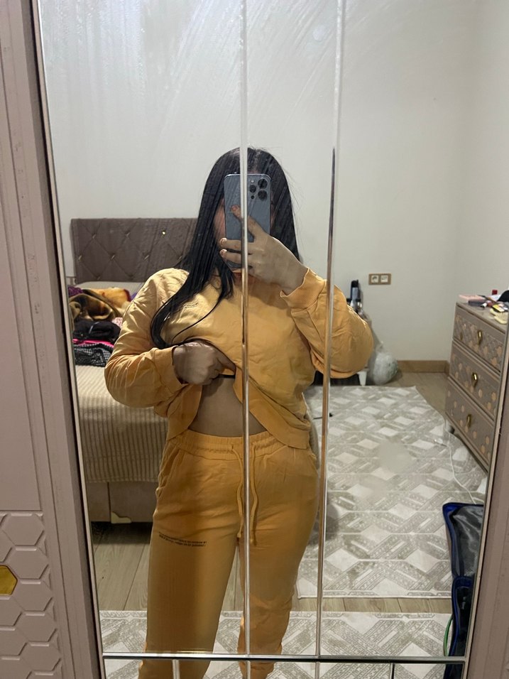 Sarı Kadın Uzun Kollu Rahat Eşofman Takımı - Görsel 2