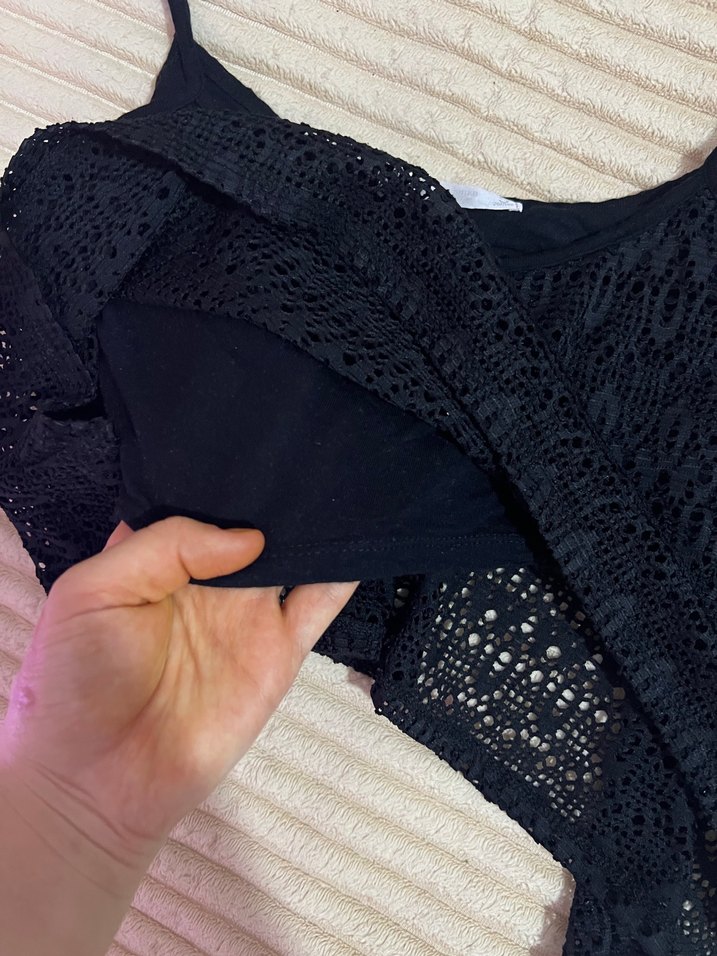 Siyah dantel crop - Görsel 3