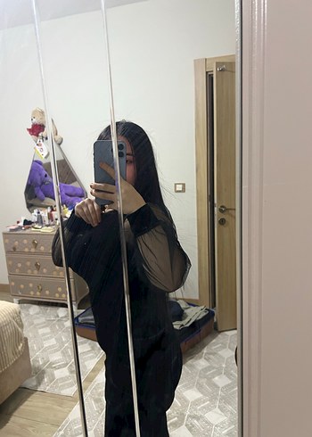 Şeffaf Kollu Siyah Gotik Düğünlük pullu Uzun Elbise - Görsel 4