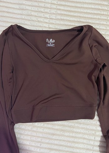 Trendyol & Milla Kahverengı uzun kollu v yaka crop