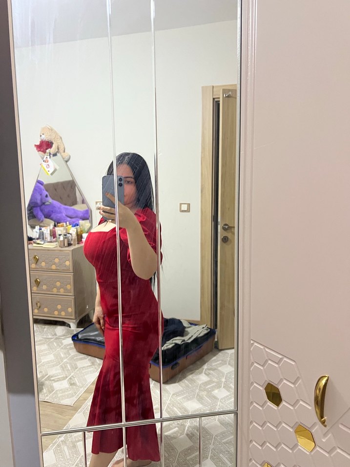 Kırmızı Midi Elbise - Görsel 5