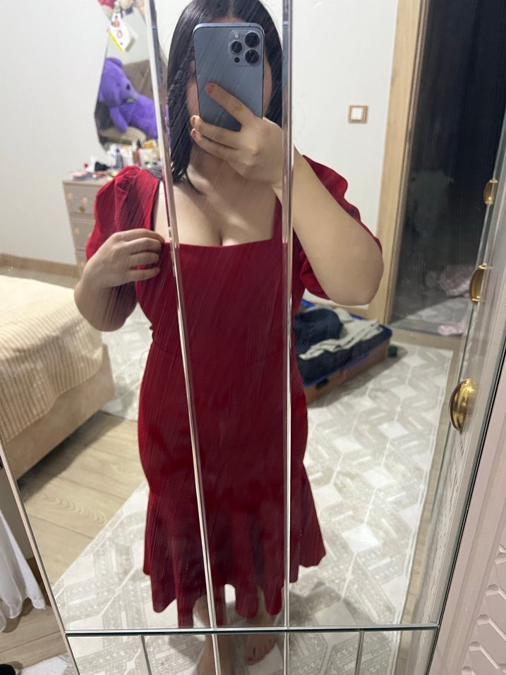 Kırmızı Midi Elbise - Görsel 3