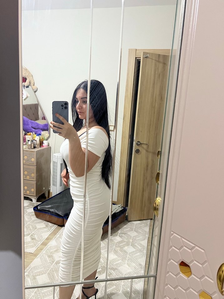 Beyaz Straplez Şeffaf İnce Askılı Kalem Elbise - Görsel 3